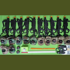 Udlejning Laser Tag Machine Guns 10 set med militr kasket