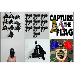 Udlejning af lasergame kasse med 10 stk. eks. st 100 kr. Max 70 deltager